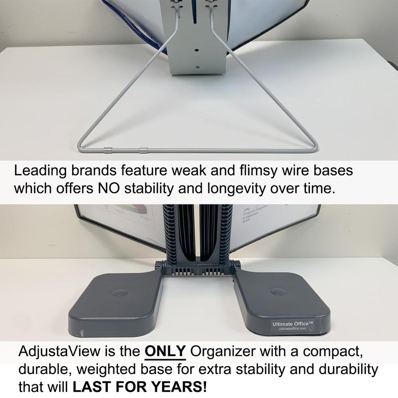 Ultimate Office AdjustaView 10-Pocket Desk Reference Organizer with Easy-Load Pockets and Compact Weighted Base for Stability  Black Pockets - Image 5